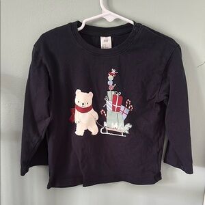 H&M Navy Long Sleeve Tee with Graphic Design